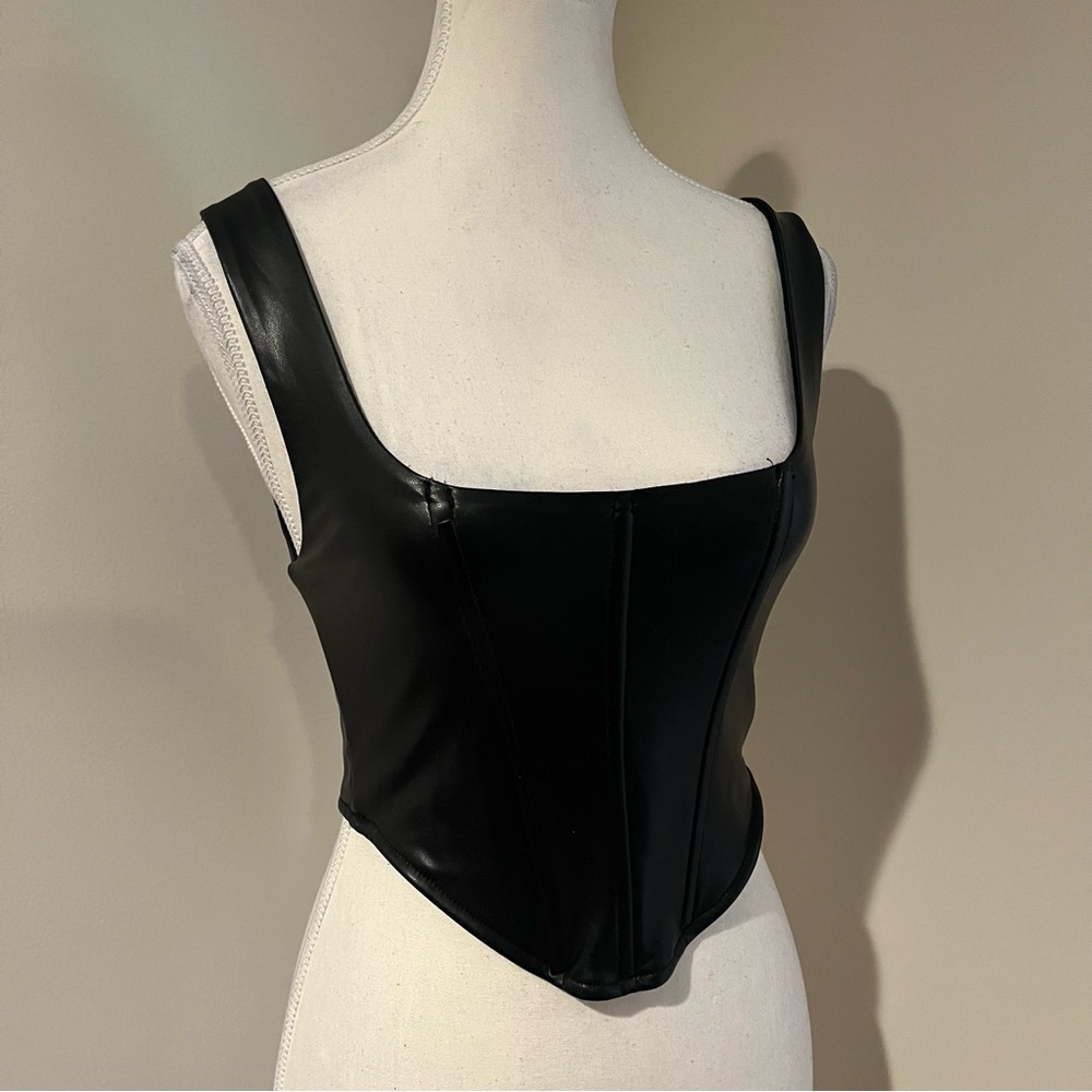 Edit by Nine Black Faux Leather Black Corset